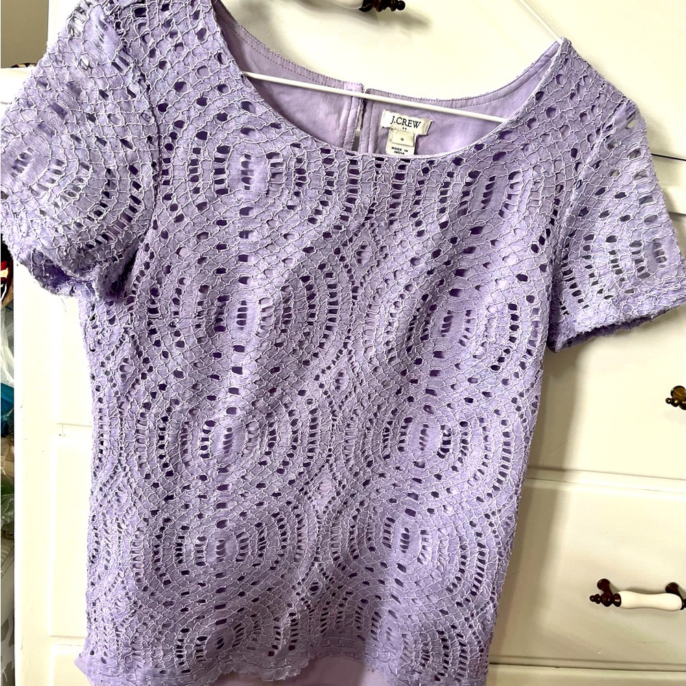 J. Crew Lavender Keyhole Lace Women's Top